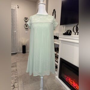 As U Wish Green Puff Sleeve Babydoll Midi Dress Size Small